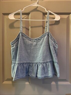 Madewell Denim Peplum Cami Top - Light Blue